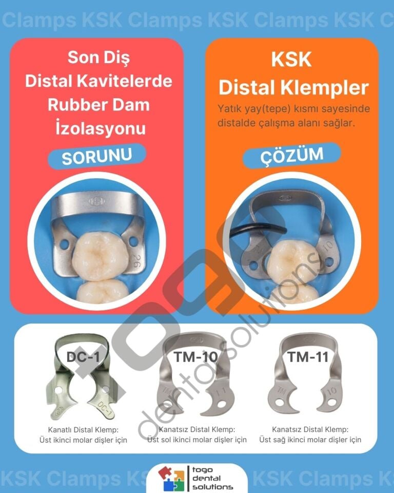 KSK Clamps No:TM-10 _ Distal Klemp Kanatsız _Molar _Mat