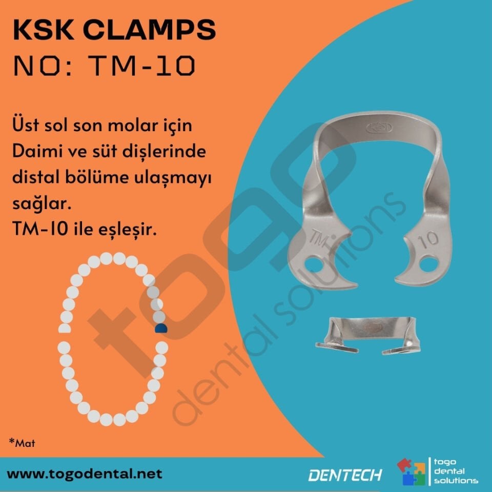 KSK Clamps No:TM-10 _ Distal Klemp Kanatsız _Molar _Mat