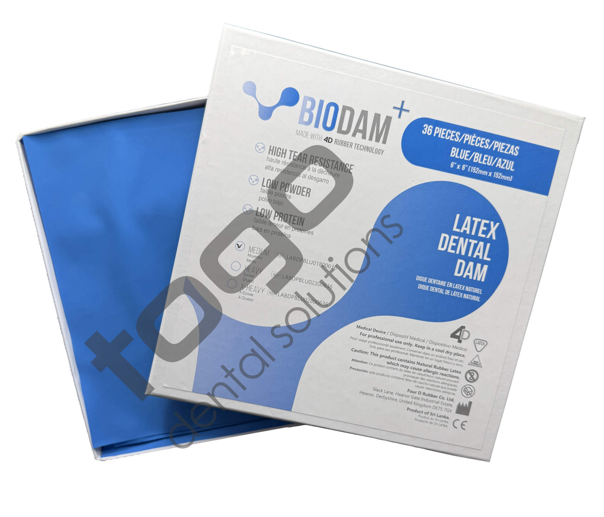 4D Rubber BIODAM+ Premium Latex Rubber Dam - X-Heavy- 36 Adet
